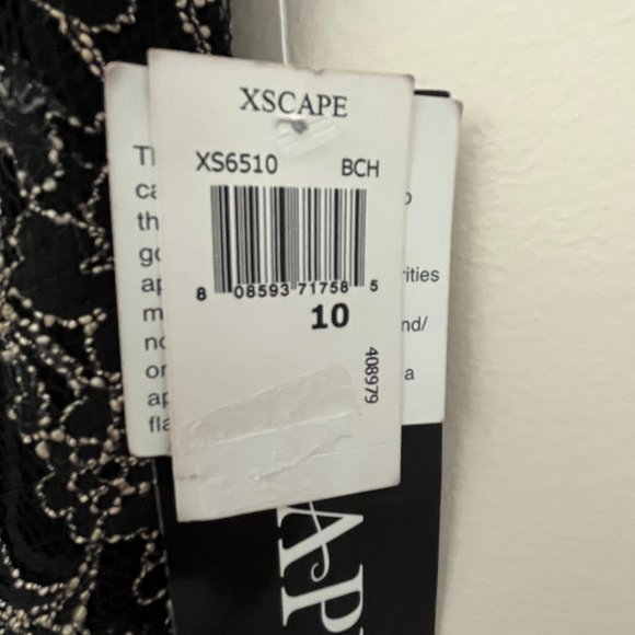 XSCAPE Black  / Beige Lace Overlace   Cocktail Dress - Picture 8 of 8